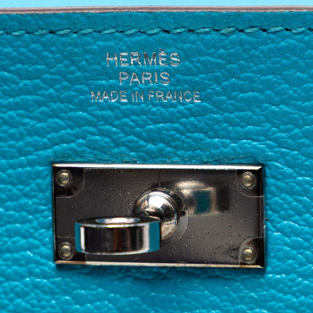 Hermès Chevre Mysore Kelly Longue Wallet Blue Leather Very good condition - Model View