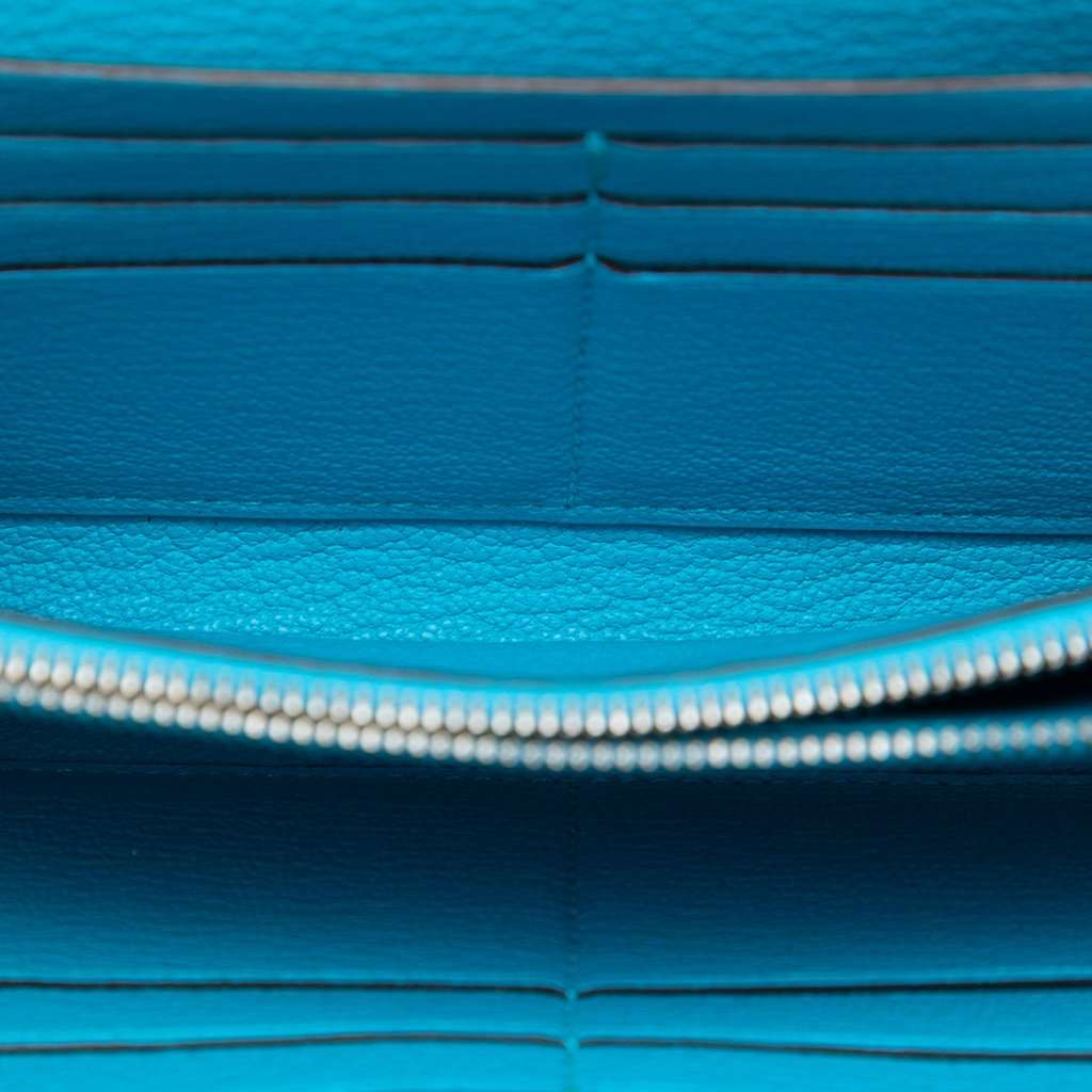Hermès Chevre Mysore Kelly Longue Wallet Blue Leather Very good condition - Box View
