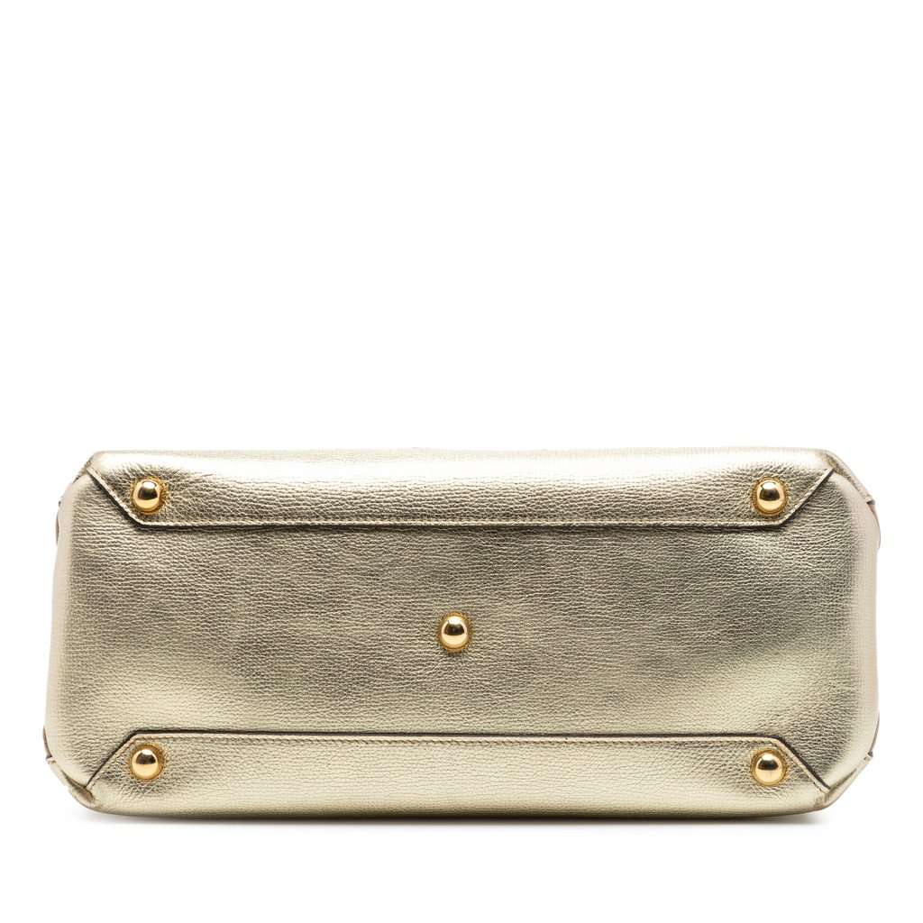 Burberry Medium Metallic Leather and House Check Banner Satchel Gold Leather Very good condition - Inside View