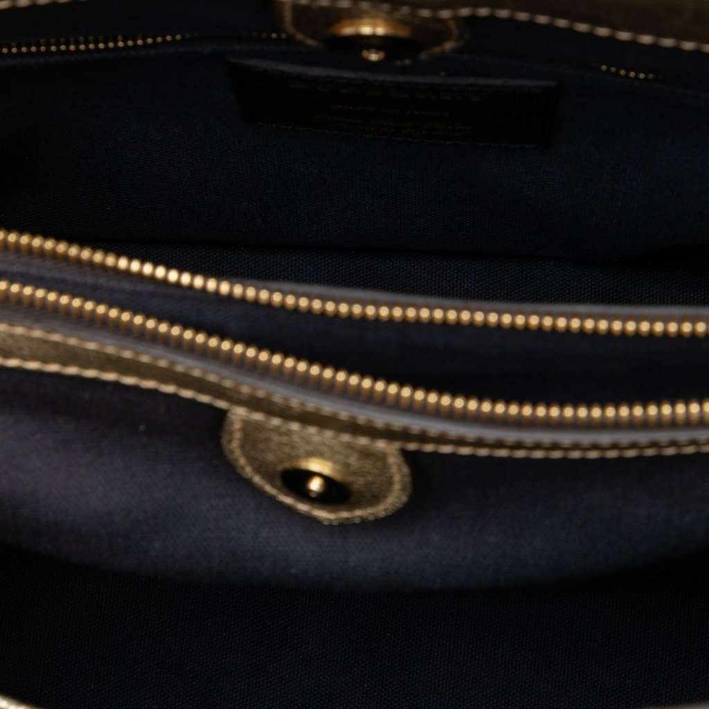 Burberry Medium Metallic Leather and House Check Banner Satchel Gold Leather Very good condition - Model View
