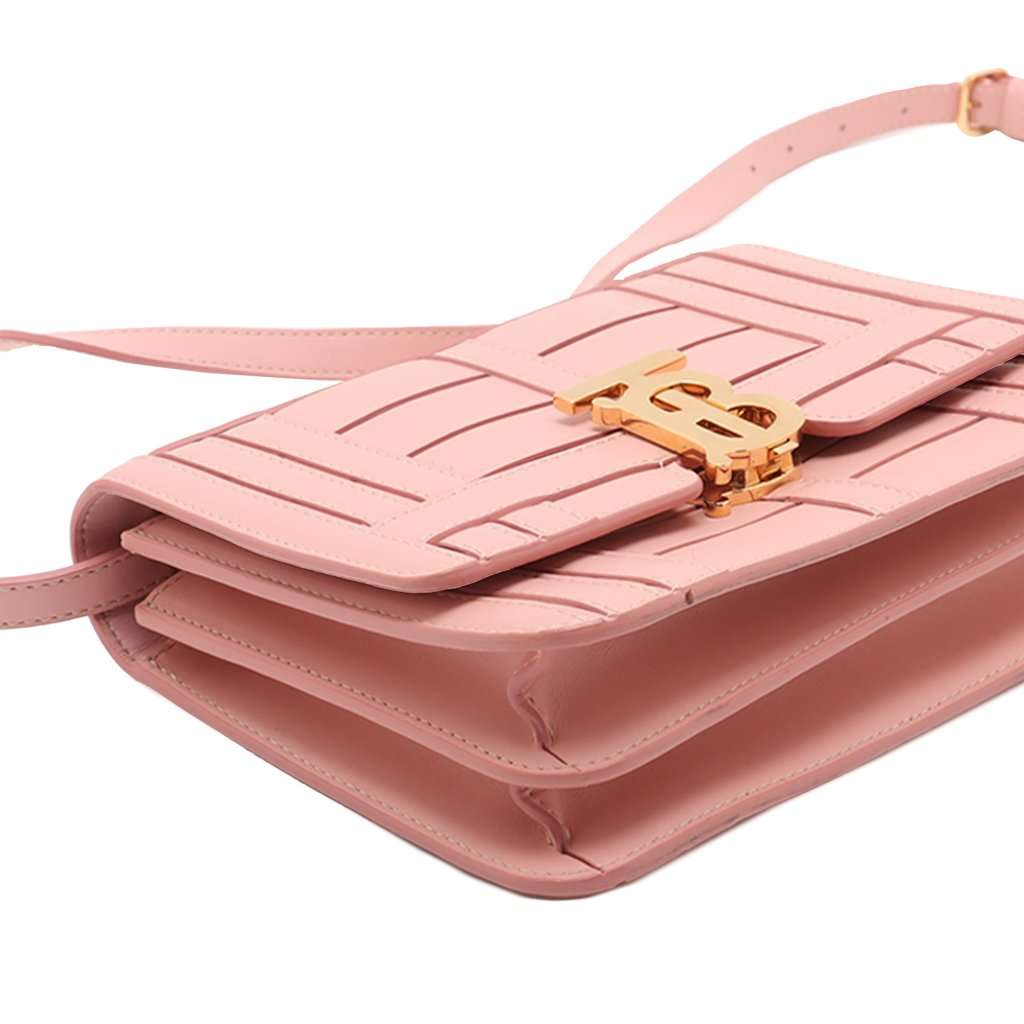 Burberry Small TB Monogram Woven Calfskin Crossbody Pink Leather Very good condition - Inside View