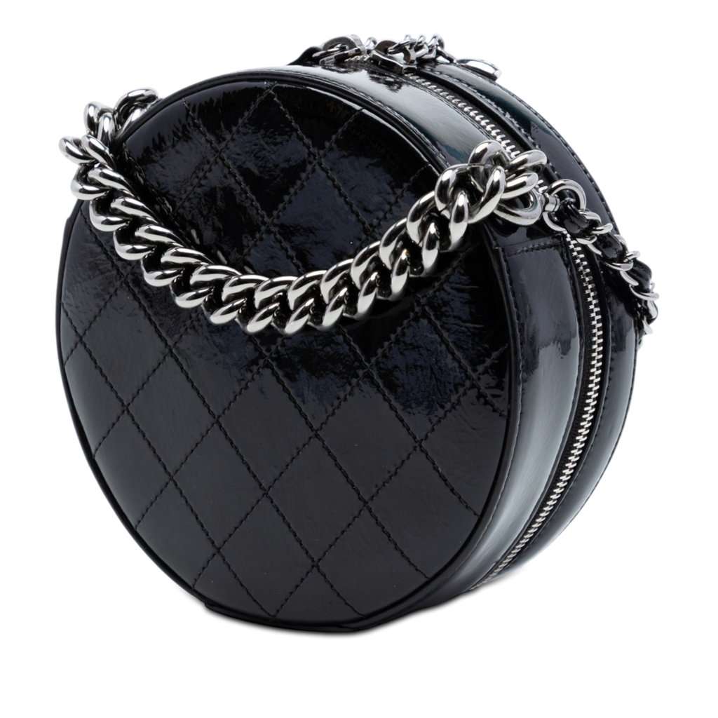 Chanel CC Patent Round as Earth Bag Black Leather Very good condition - Back View