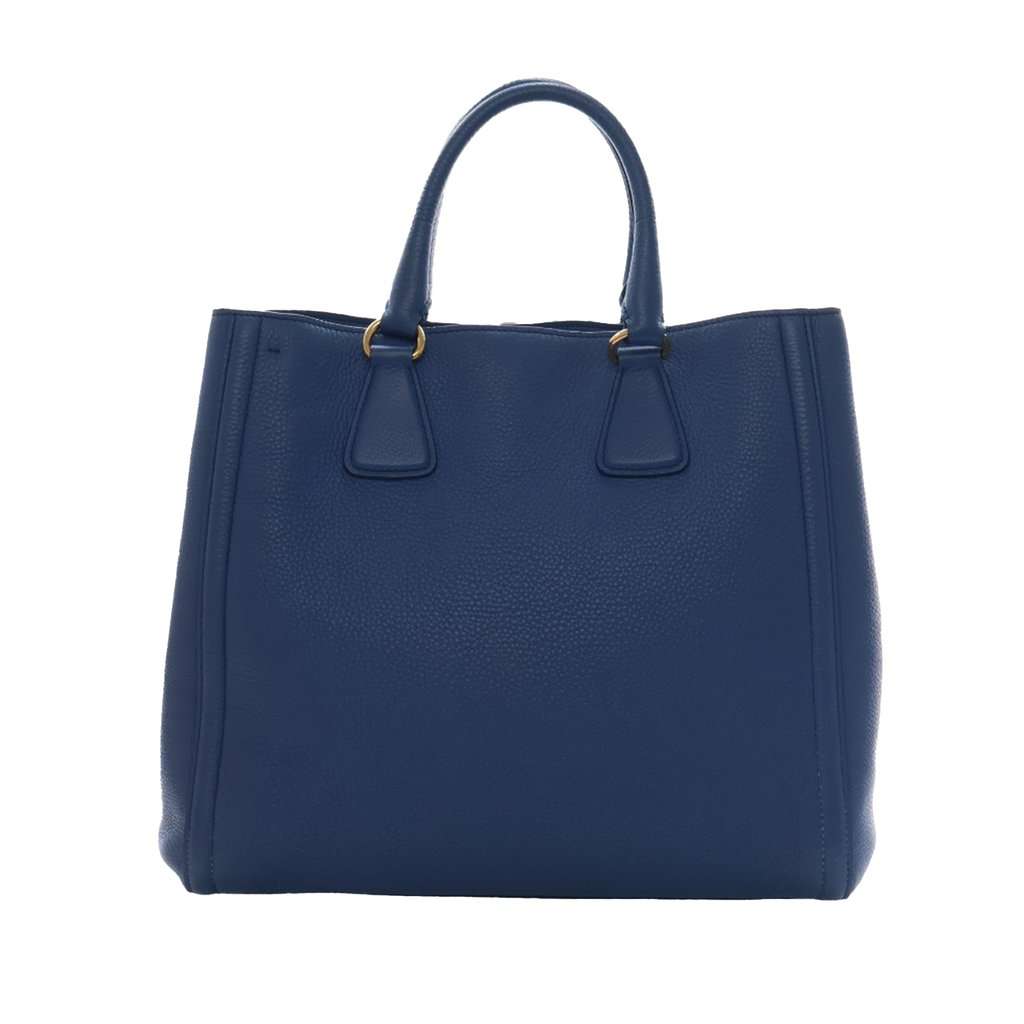 Prada Vitello Daino Open Convertible Tote Blue Leather Very good condition - Back View