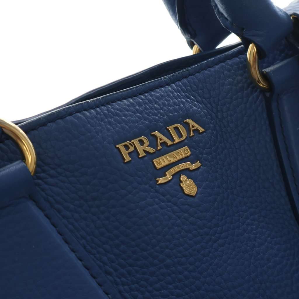 Prada Vitello Daino Open Convertible Tote Blue Leather Very good condition - Box View