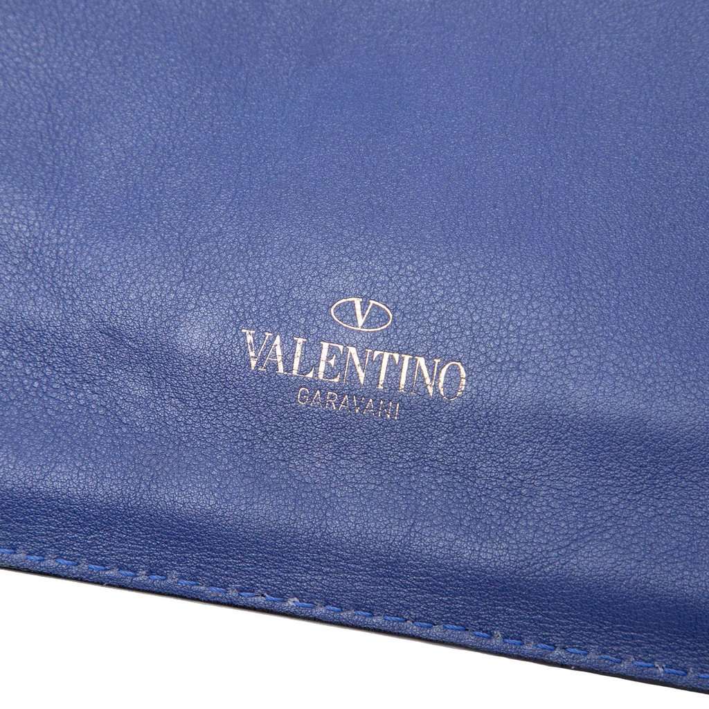 Valentino Leather Rockstud Triple Zip Crossbody Blue Leather Very good condition - Box View
