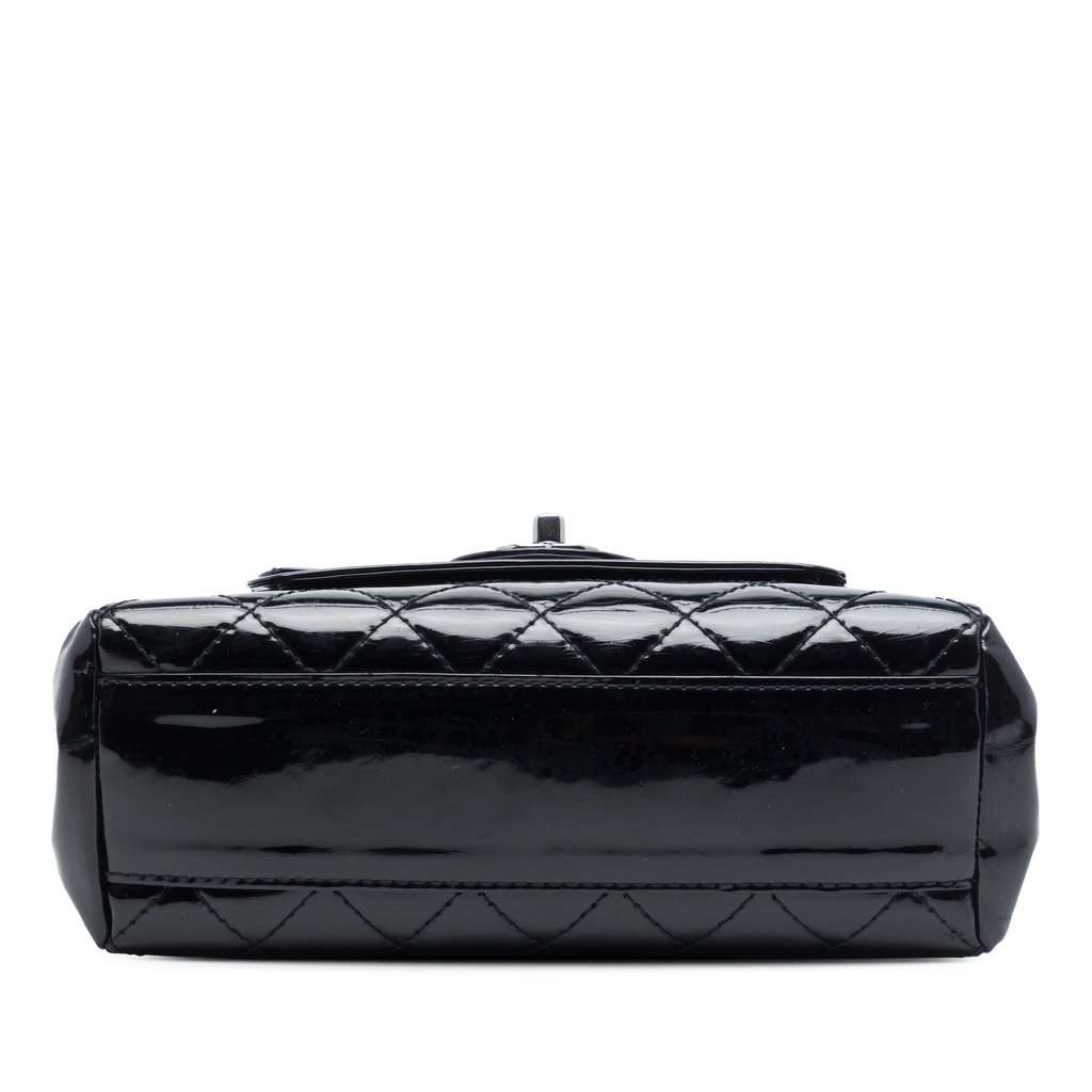 Chanel Small CC Quilted Patent Accordion Double Flap Black Leather Good - Inside View