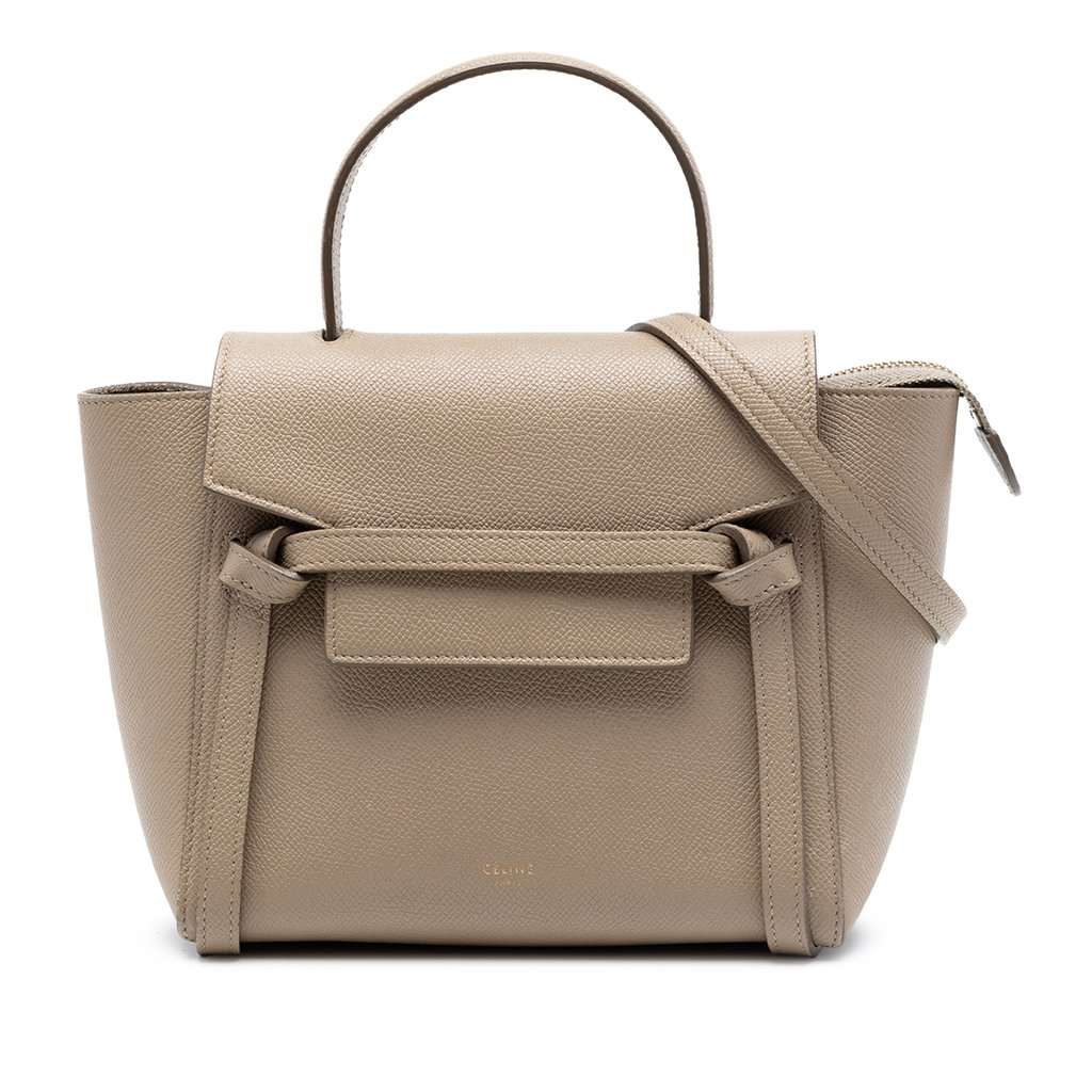 Celine Nano Grained Calfskin Belt Bag Brown Leather Very good condition - Front View