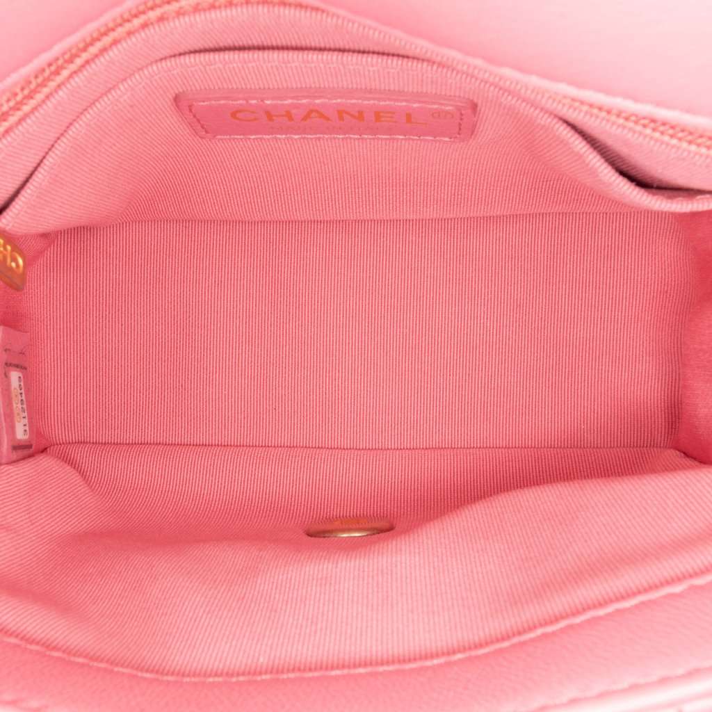 Chanel Mini Square Lambskin Pearl Samba Flap Pink Leather Very good condition - Model View