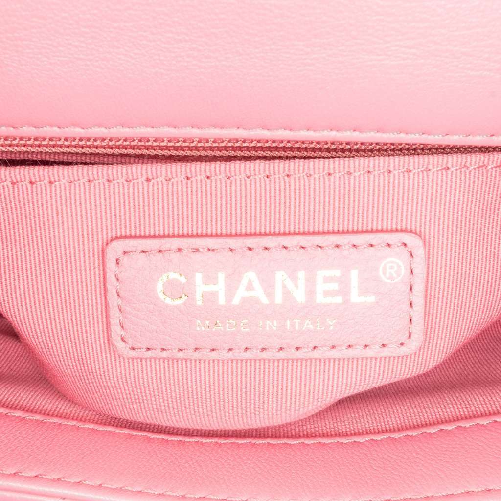 Chanel Mini Square Lambskin Pearl Samba Flap Pink Leather Very good condition - Box View