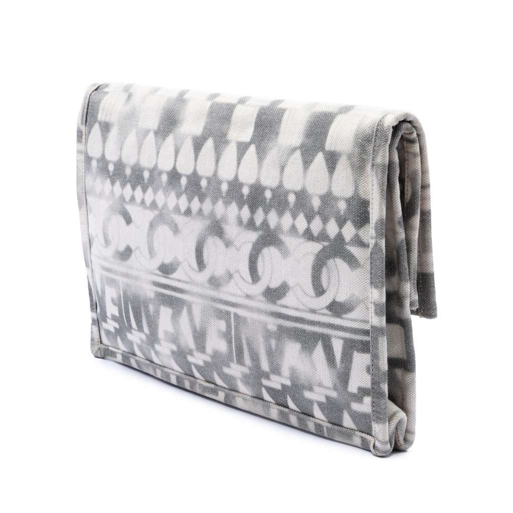 Chanel Paris Greece Canvas Iliad Greek Clutch MultiColor Very good condition - Back View