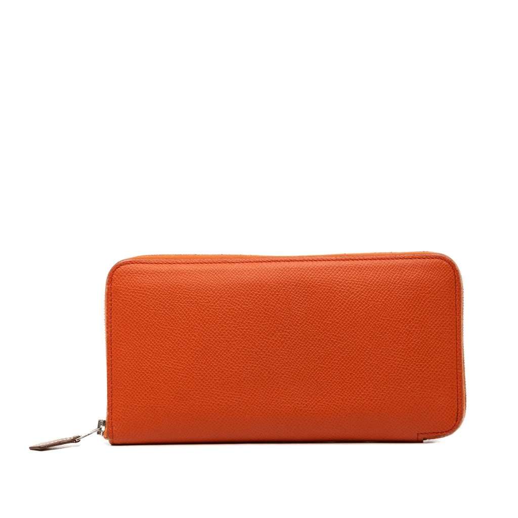 Hermès Epsom Silk In Classique Long Wallet Orange Leather Very good condition - Front View
