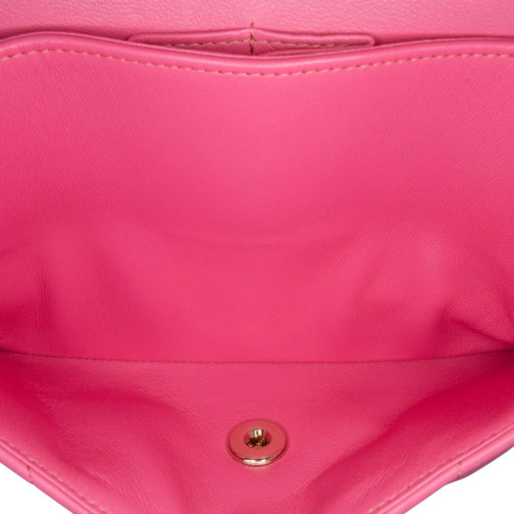 Chanel Small Classic Chevron Lambskin Double Flap Pink Leather Very good - Box View