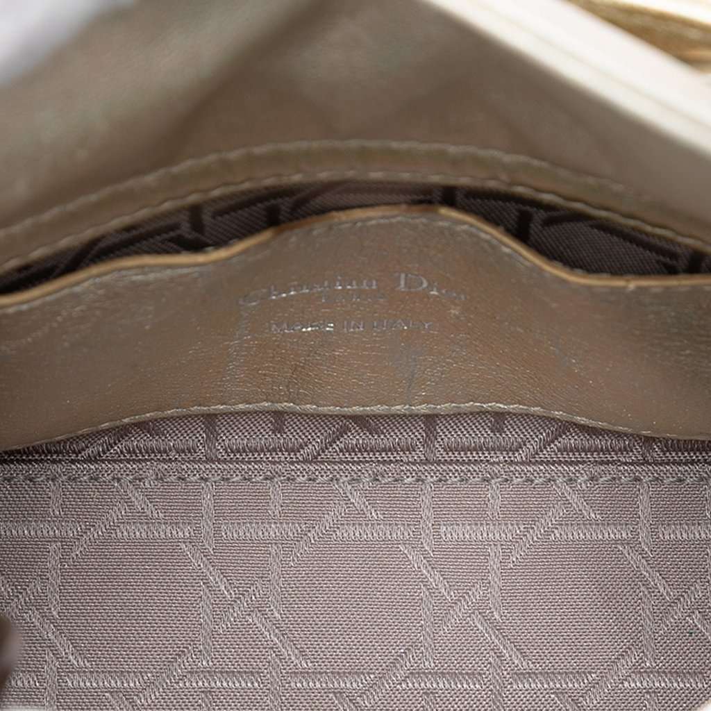 Dior Micro Metallic Crinkled Calfskin Lucky Dior Cannage Lady Dior Gold Leather Very good condition - Model View