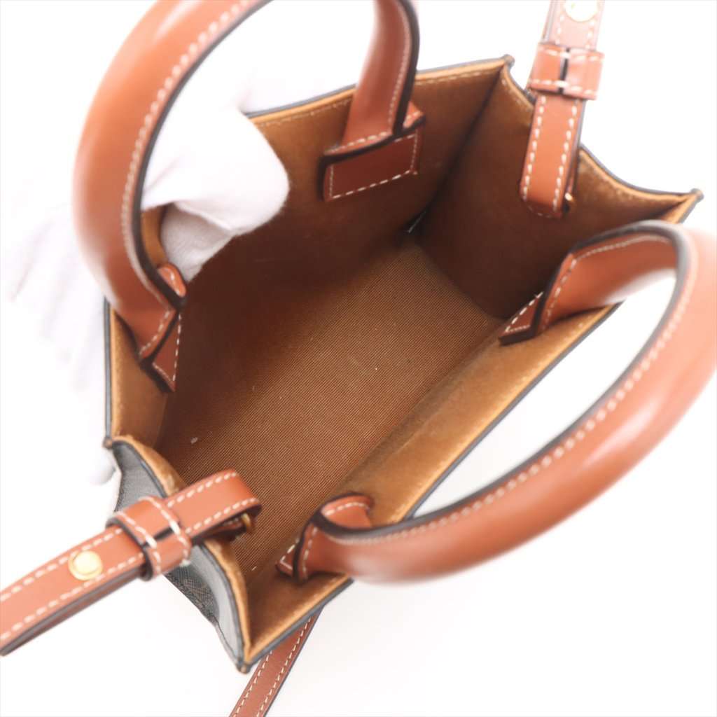 Celine Mini Triomphe Coated Canvas Vertical Cabas Satchel Brown Very good condition - Inside View