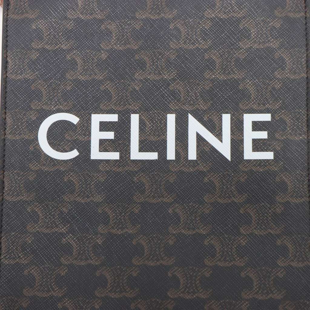 Celine Mini Triomphe Coated Canvas Vertical Cabas Satchel Brown Very good condition - Model View