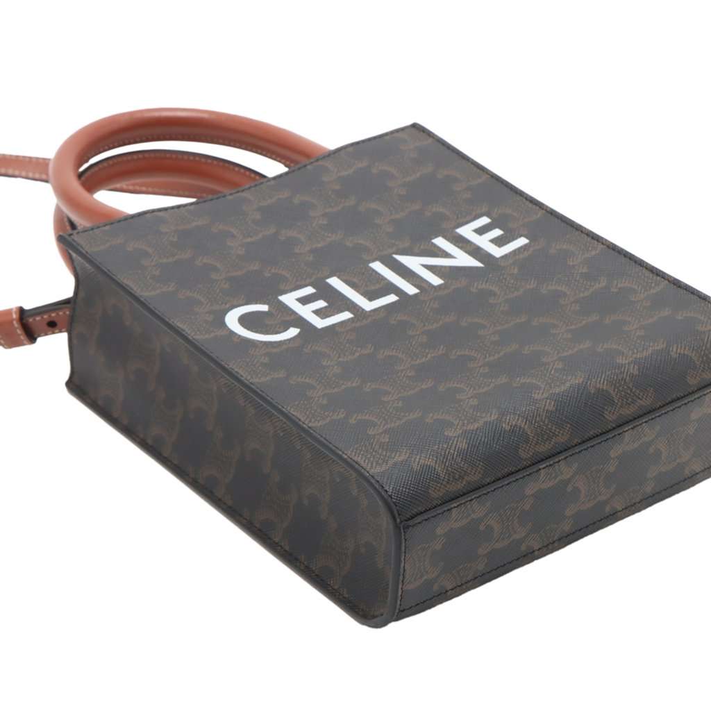 Celine Mini Triomphe Coated Canvas Vertical Cabas Satchel Brown Very good condition - Box View