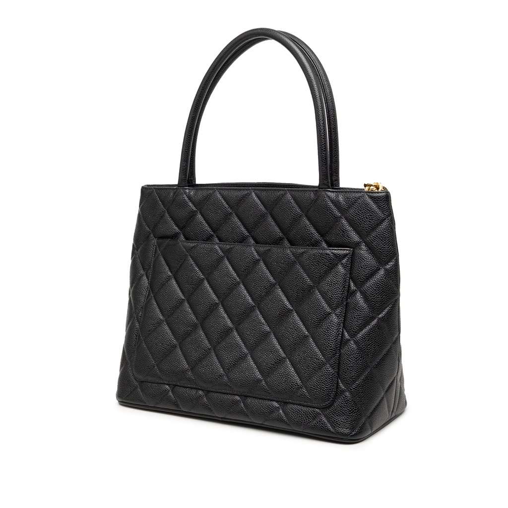 Chanel Caviar Medallion Tote Black Leather Very good condition - Back View