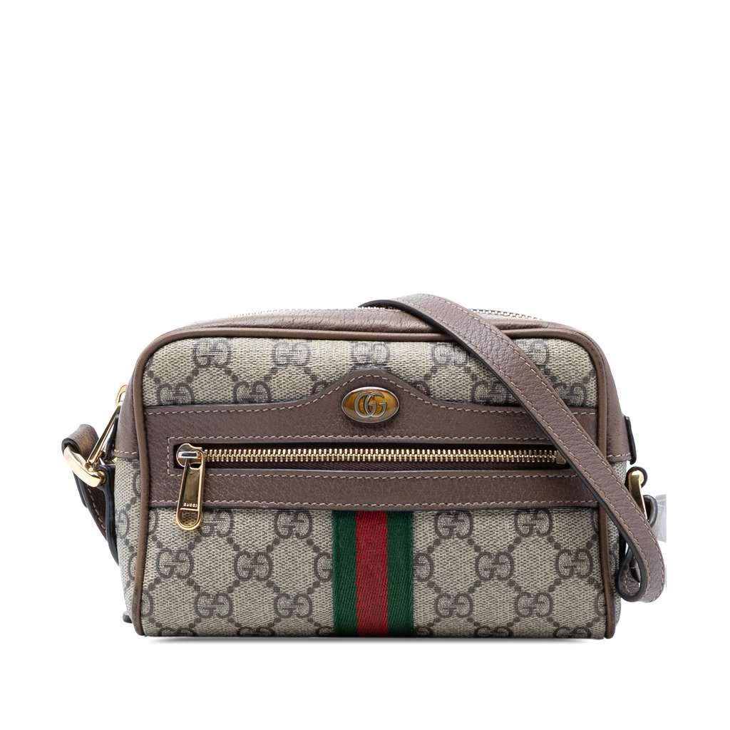 Gucci Mini GG Supreme Web Ophidia Crossbody Beige Very good - Front View