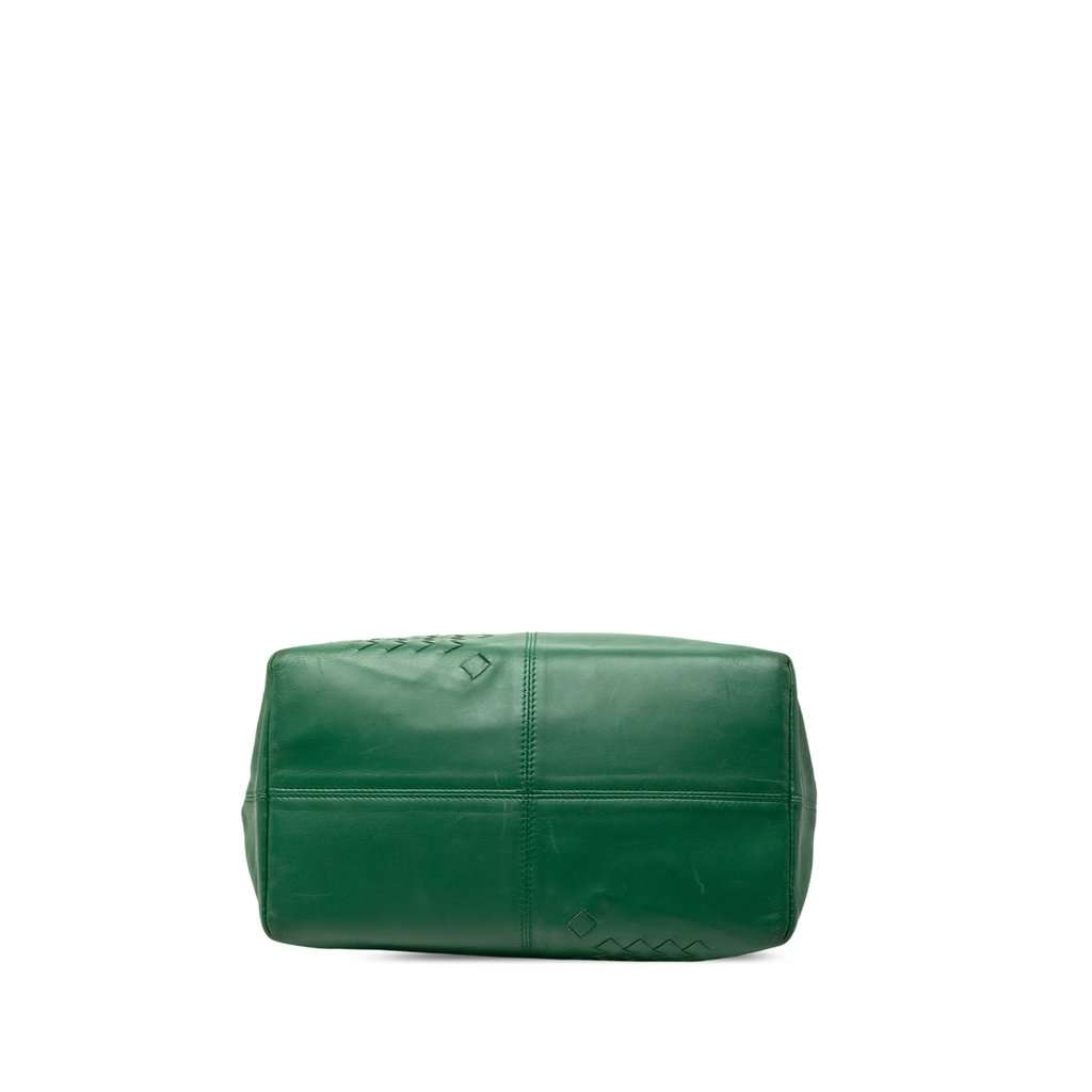 Bottega Veneta Intrecciato Trimmed Leather Regent Tote Green Leather Very good - Inside View