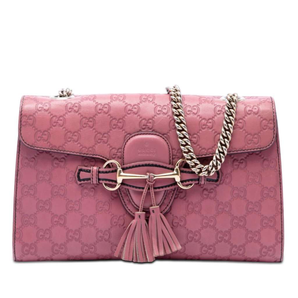 Gucci Medium Guccissima Emily Shoulder Bag Pink Leather Very good - Front View