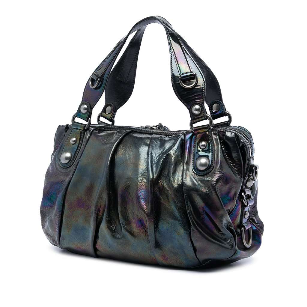 Gucci Patent Icon Bit Satchel Black Leather Very good condition - Back View