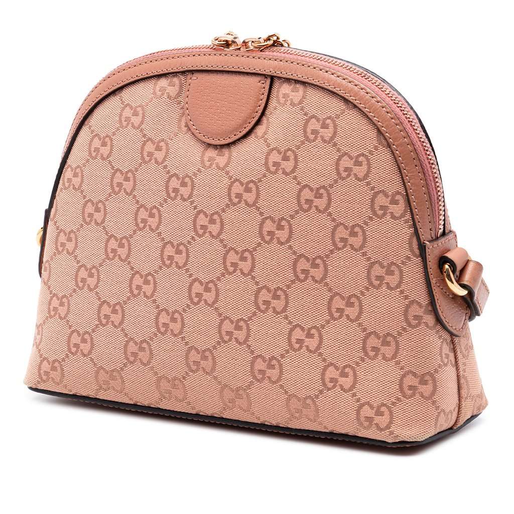 Gucci Small GG Canvas Ophidia Dome Crossbody Pink Very good condition - Back View