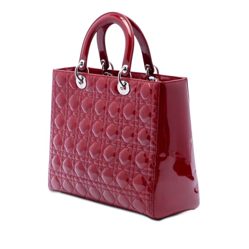 Dior Large Patent Cannage Lady Dior Red Leather Very good condition - Back View
