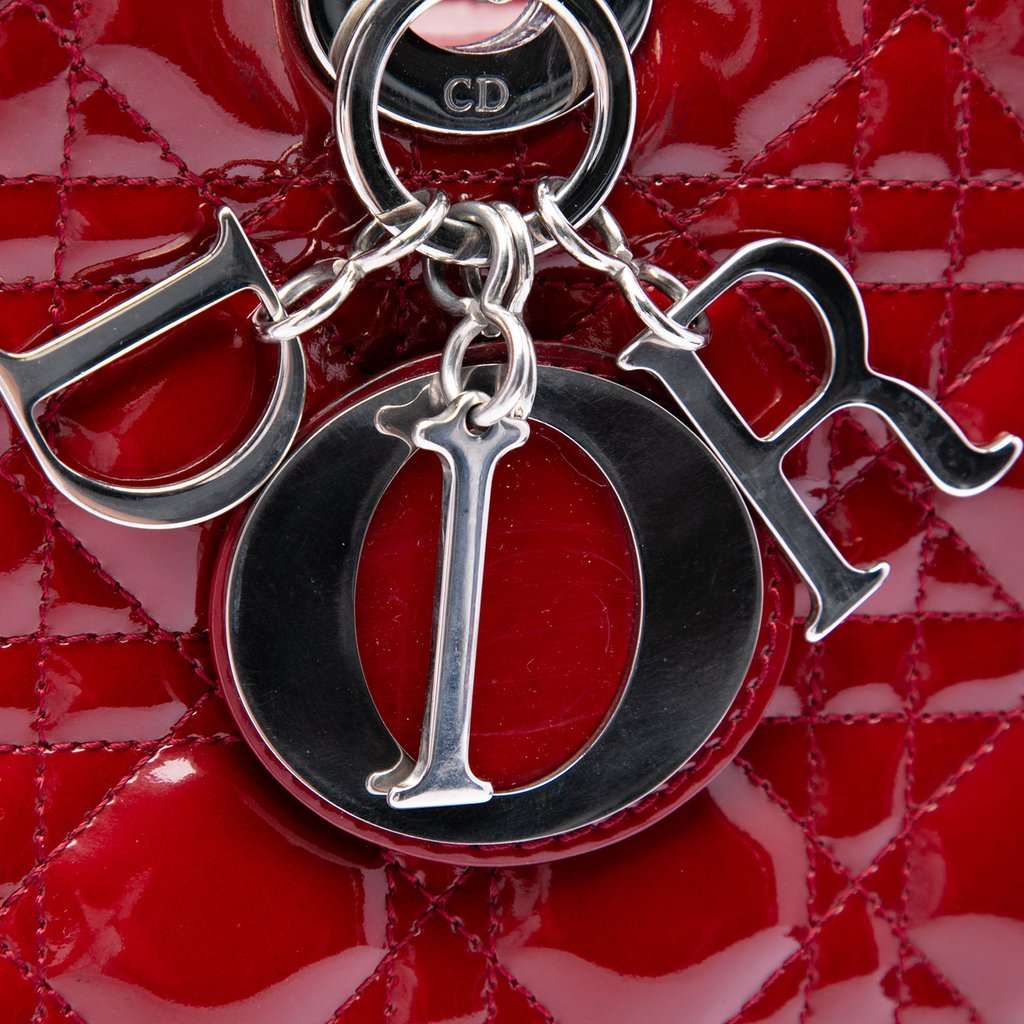 Dior Large Patent Cannage Lady Dior Red Leather Very good condition - Box View