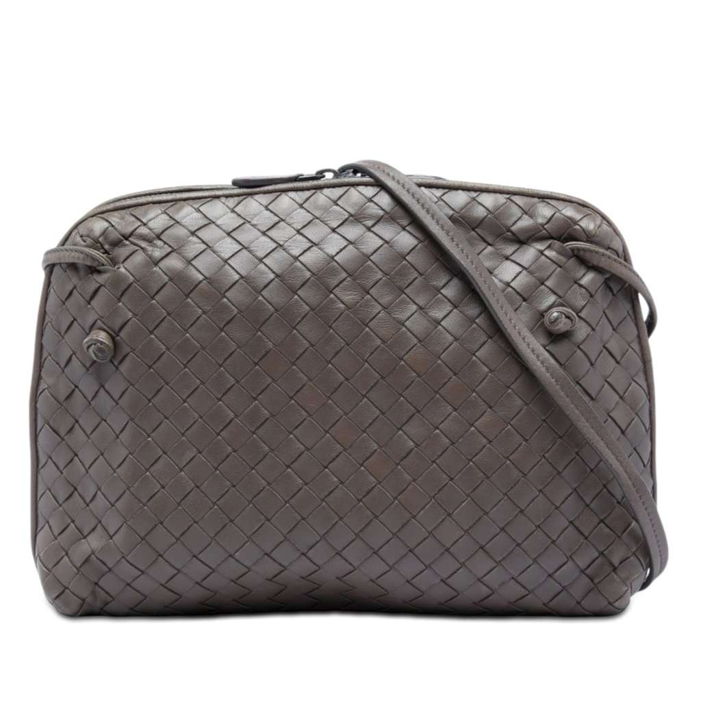 Bottega Veneta Nappa Intrecciato Nodini Crossbody Brown Leather Very good - Front View