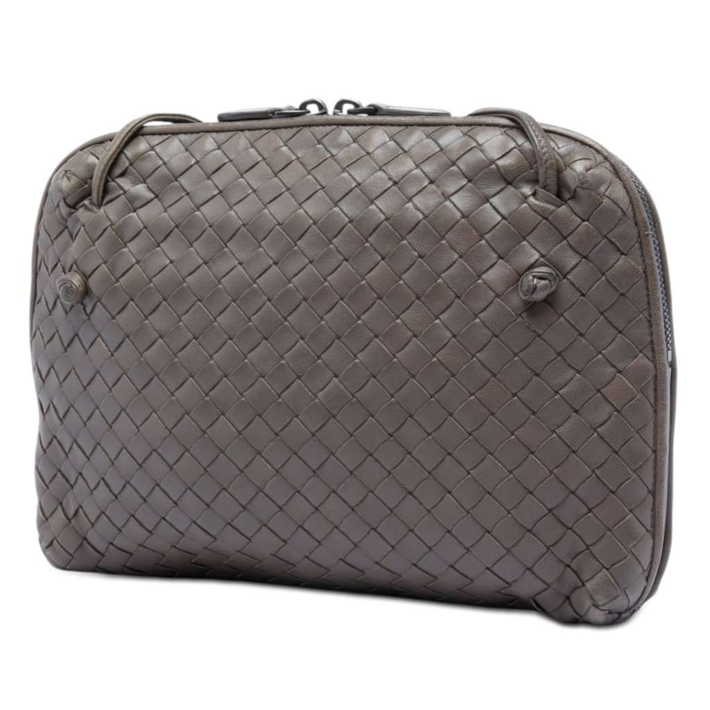 Bottega Veneta Nappa Intrecciato Nodini Crossbody Brown Leather Very good - Back View