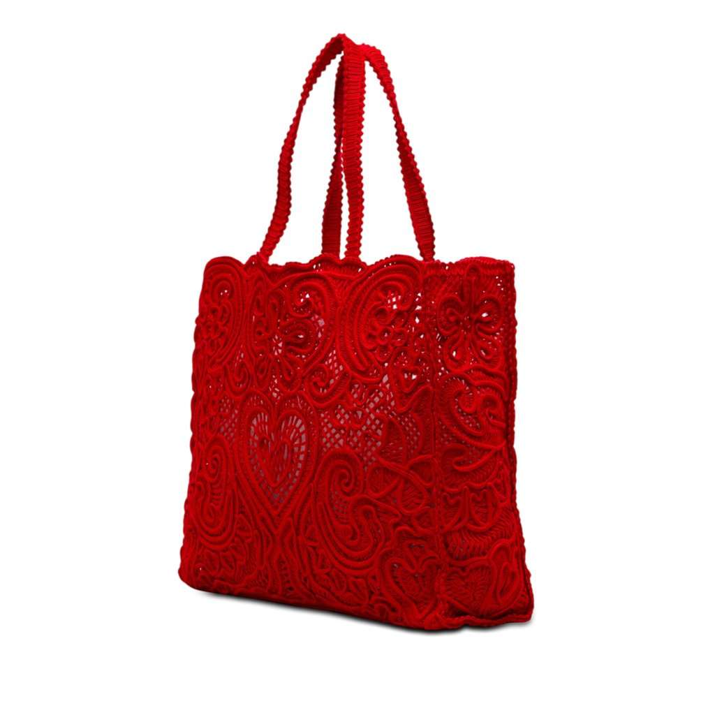 Dolce & Gabbana Large Cordonetto Lace Beatrice Shopper Tote Red Very good - Back View