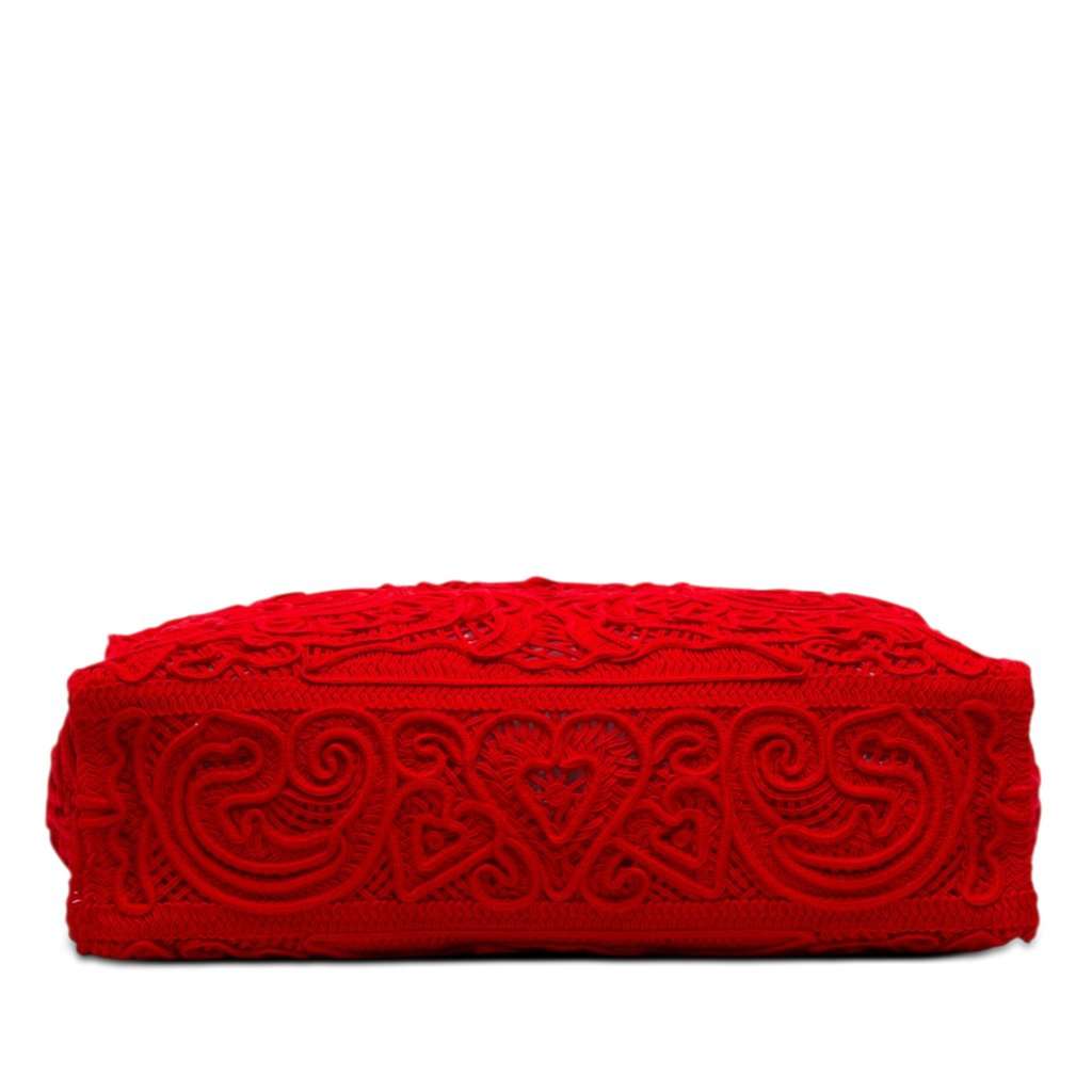 Dolce & Gabbana Large Cordonetto Lace Beatrice Shopper Tote Red Very good - Inside View