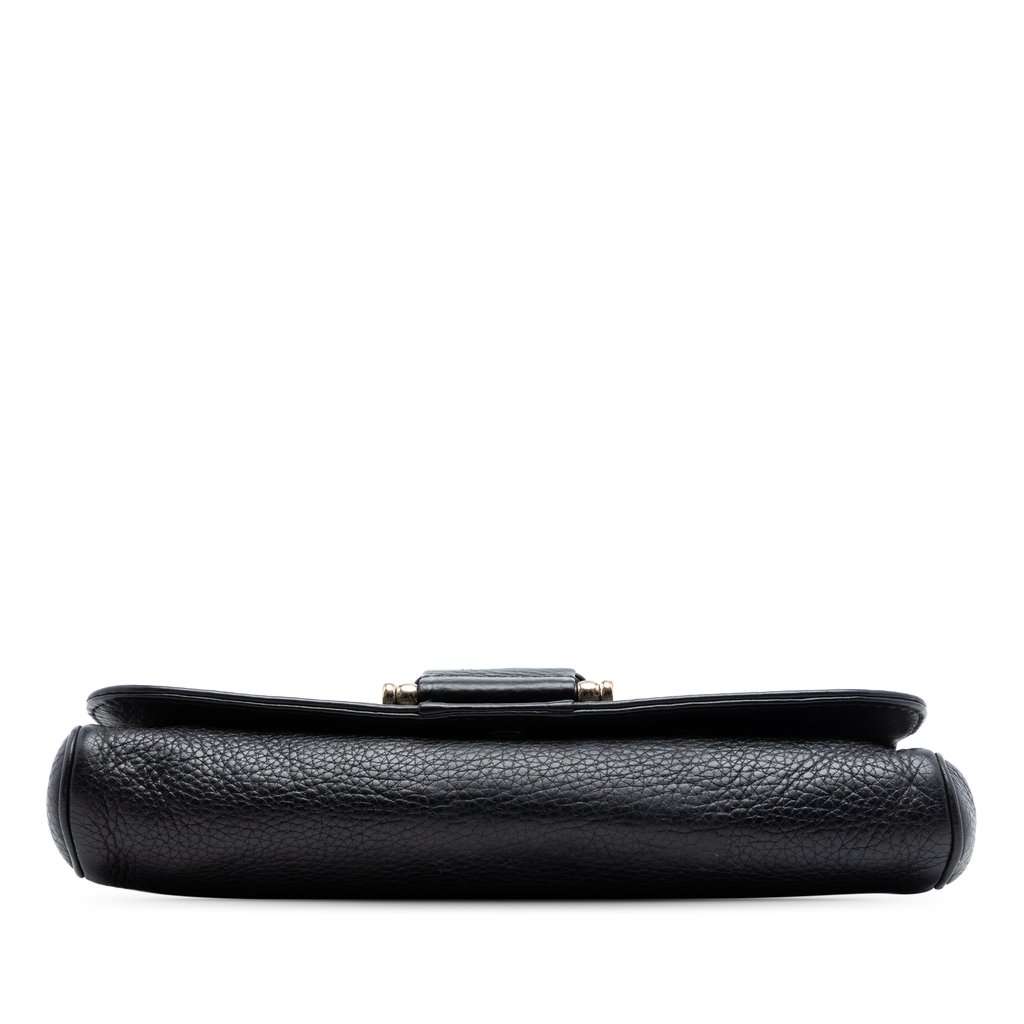 Gucci Pebbled Leather Greenwich Clutch with Chain Black Leather Very good condition - Inside View