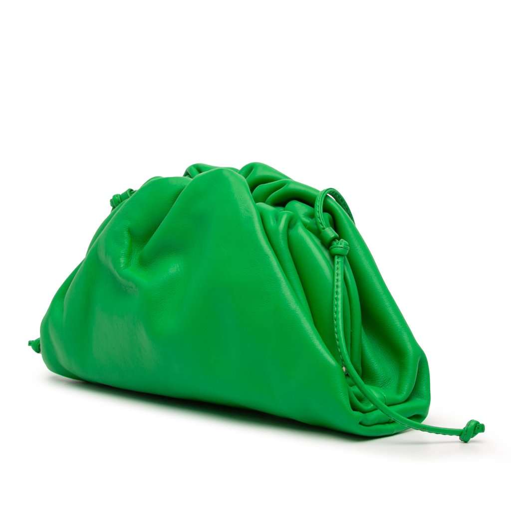 Bottega Veneta Lambskin The Mini Pouch Crossbody Green Leather Very good - Back View