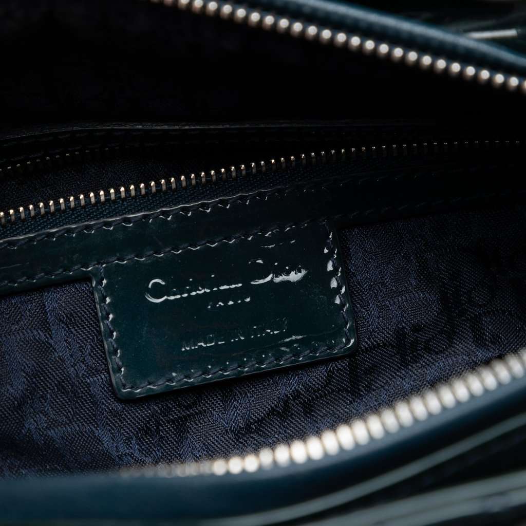 Dior Large Patent Cannage Lady Dior Blue Leather Very good condition - Box View