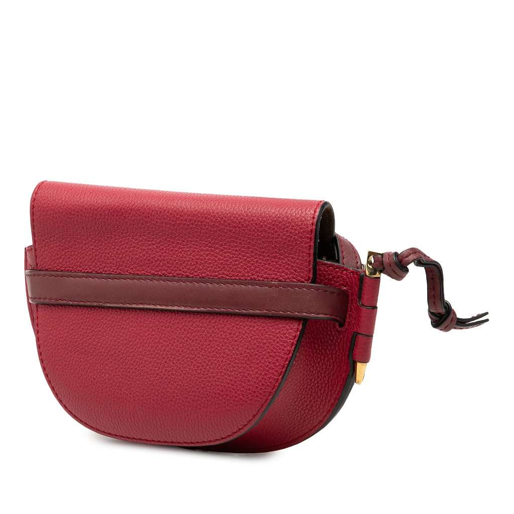 LOEWE Mini Bicolor Grained Calfskin Gate Crossbody Red Leather Very good - Back View