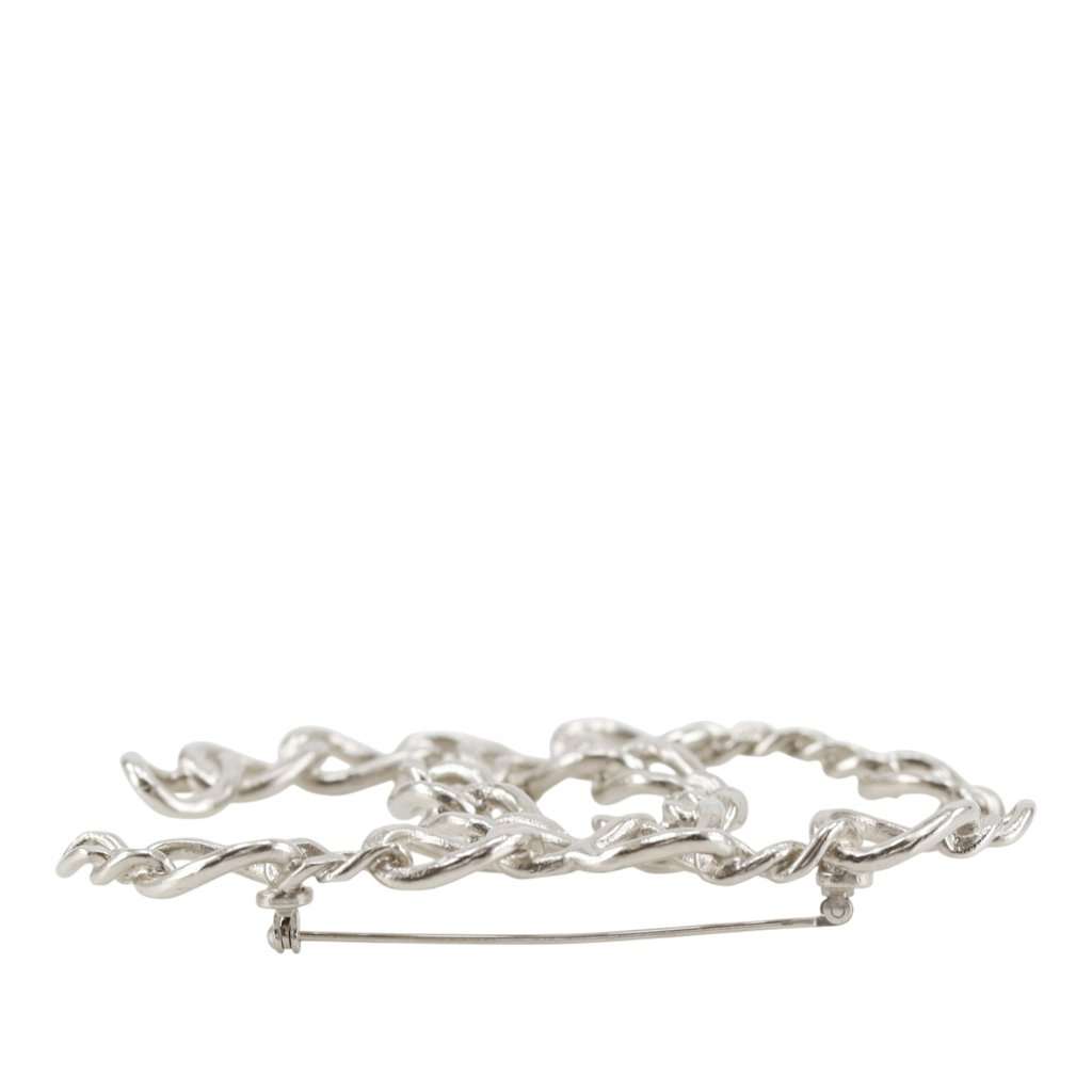 Chanel CC Brass Openwork Chain Brooch Silver Metal Very good condition - Model View