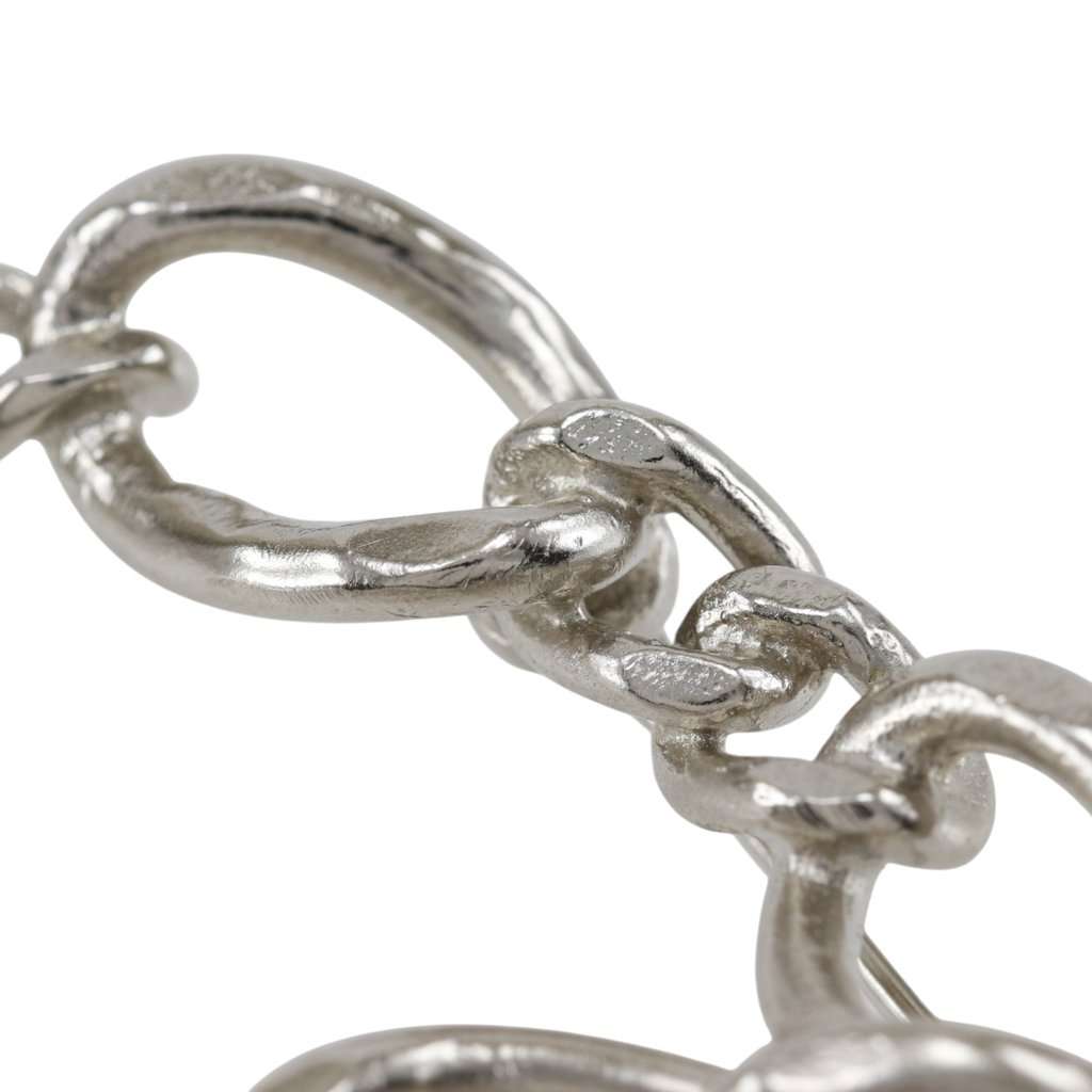Chanel CC Brass Openwork Chain Brooch Silver Metal Very good condition - Box View