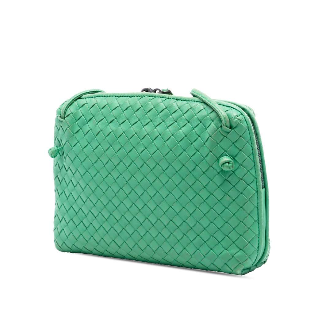 Bottega Veneta Nappa Intrecciato Nodini Crossbody Green Leather Very good condition - Back View