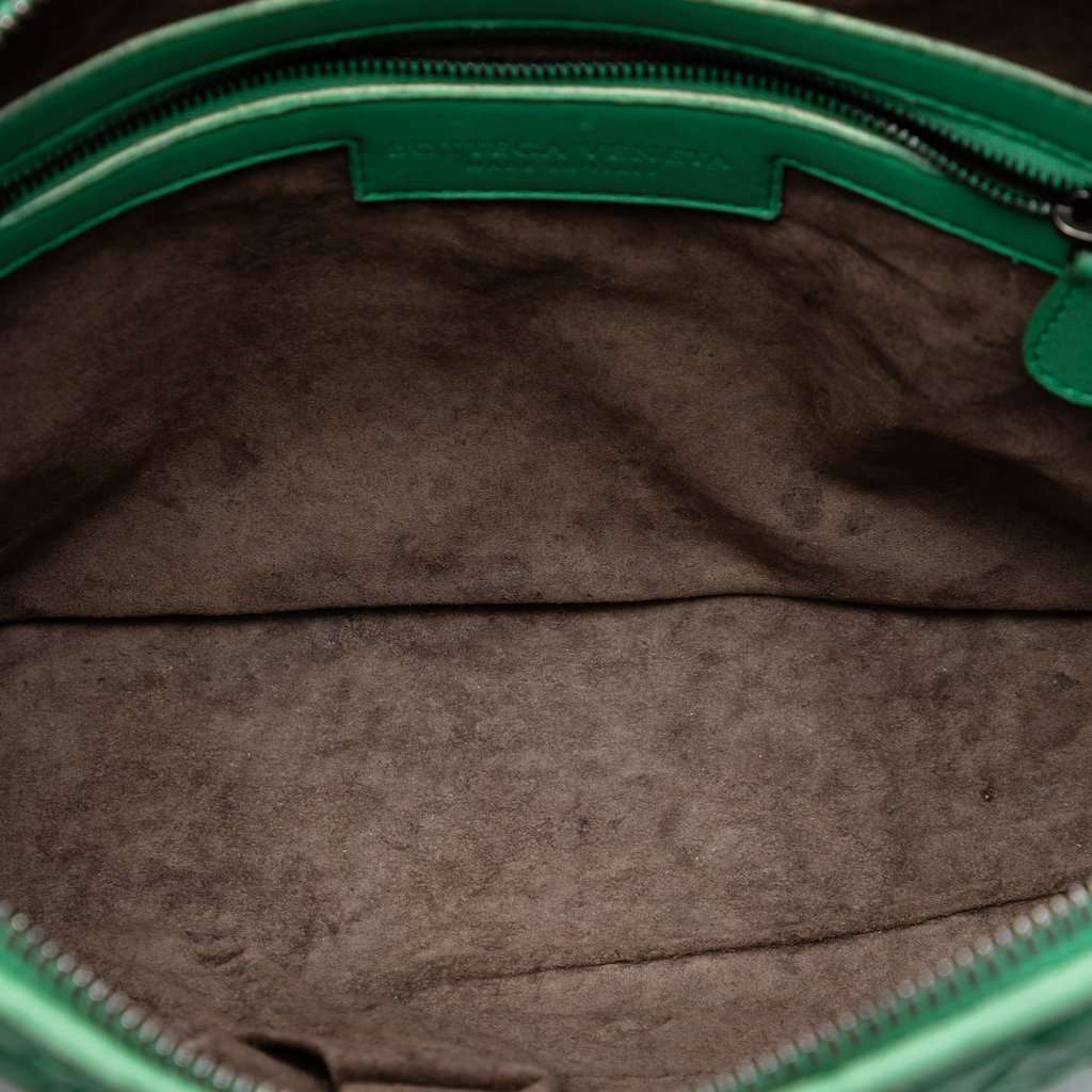 Bottega Veneta Nappa Intrecciato Nodini Crossbody Green Leather Very good condition - Model View