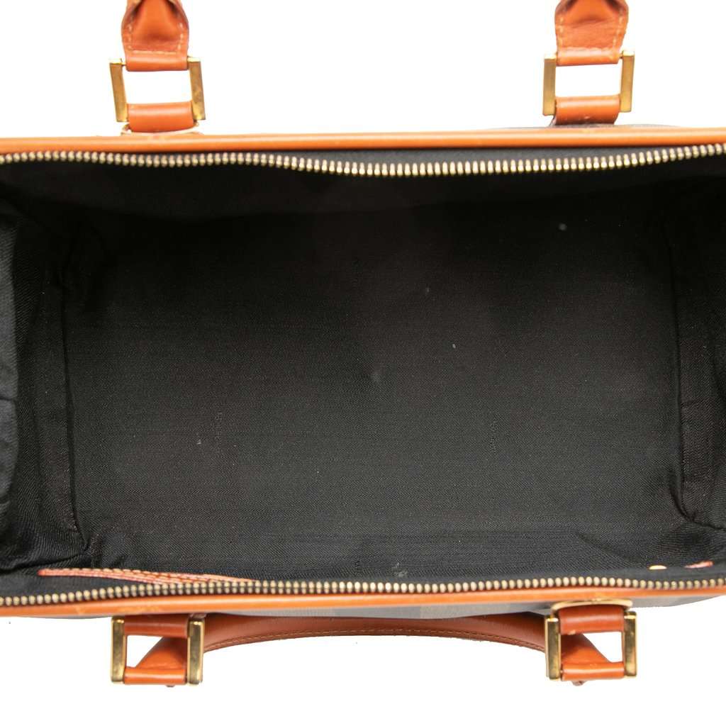 Fendi Pequin Coated Canvas Boston Bag Brown Very good - Model View