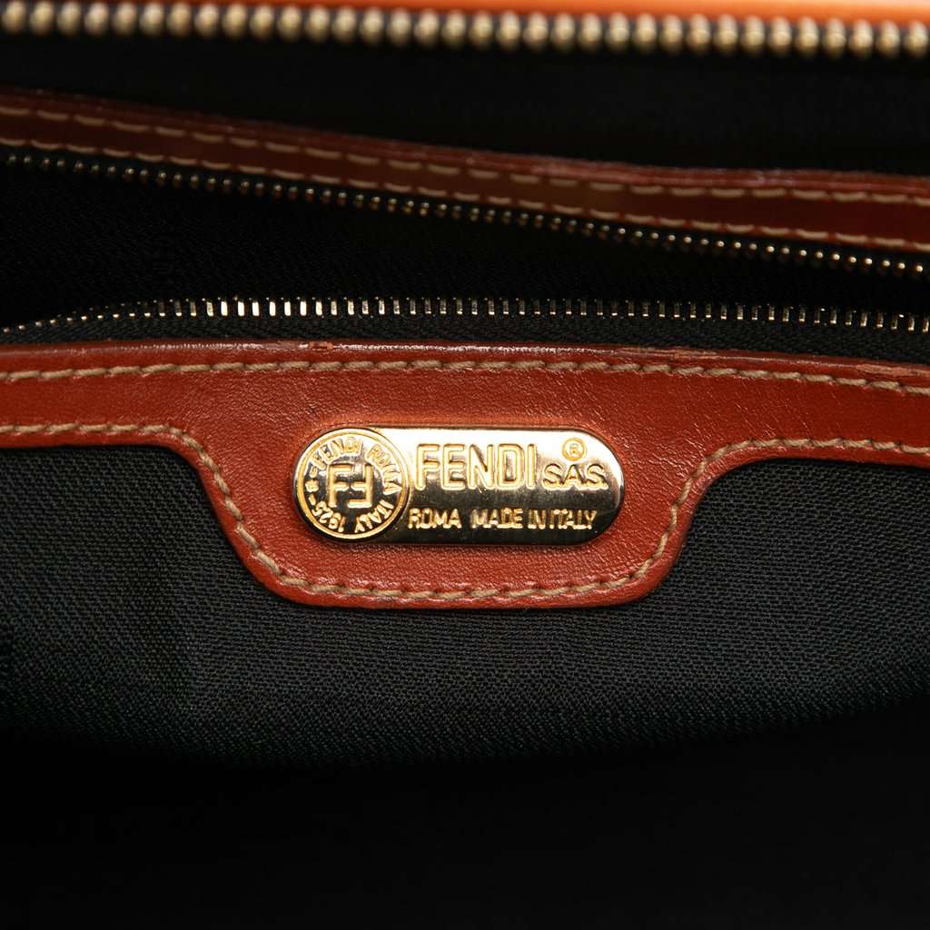 Fendi Pequin Coated Canvas Boston Bag Brown Very good - Box View