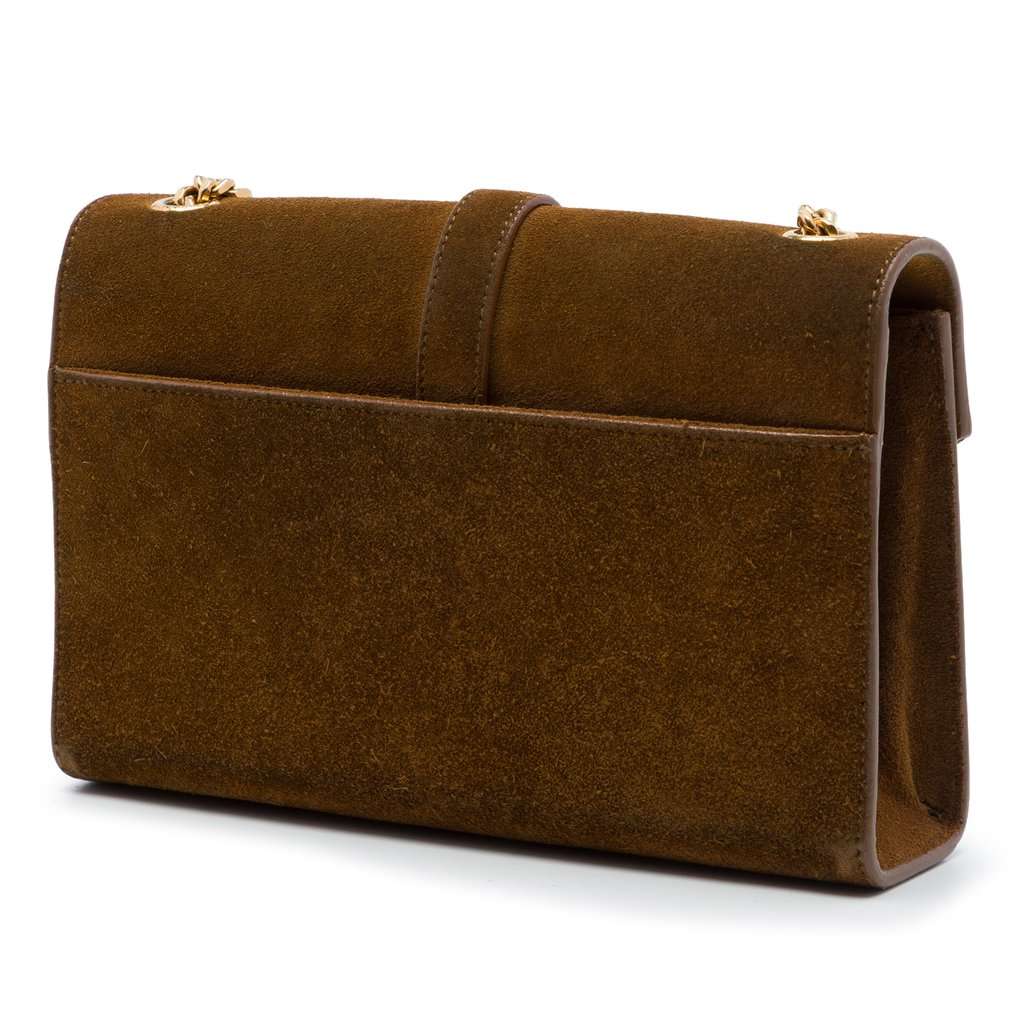 Saint Laurent Small Suede Monogram Envelope Crossbody Brown Leather Very good - Back View