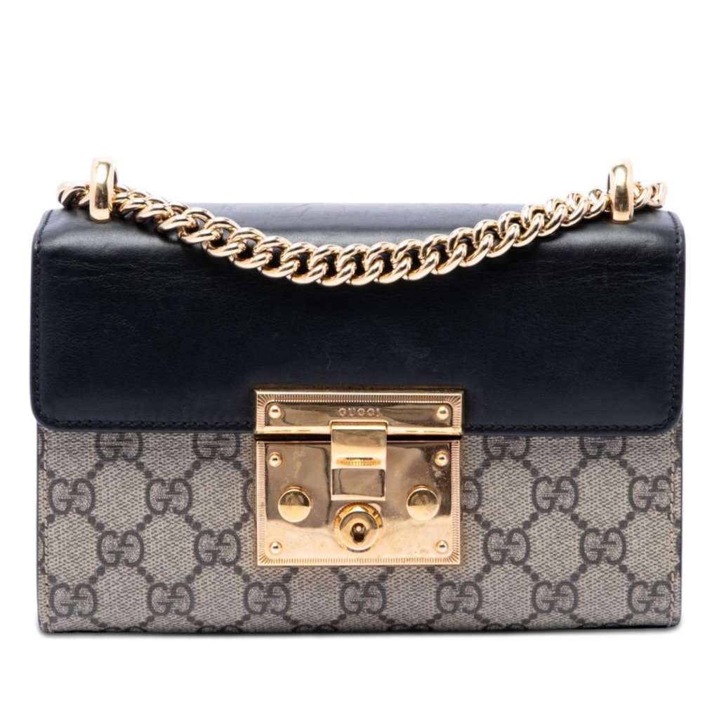 Gucci Small GG Supreme Padlock Crossbody Beige Very good - Front View
