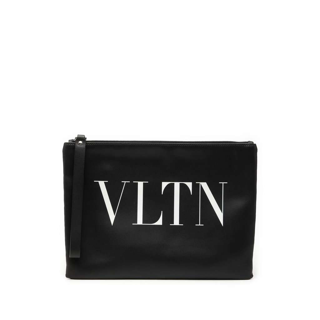 Valentino Leather VLTN Clutch Black Leather Very good - Front View