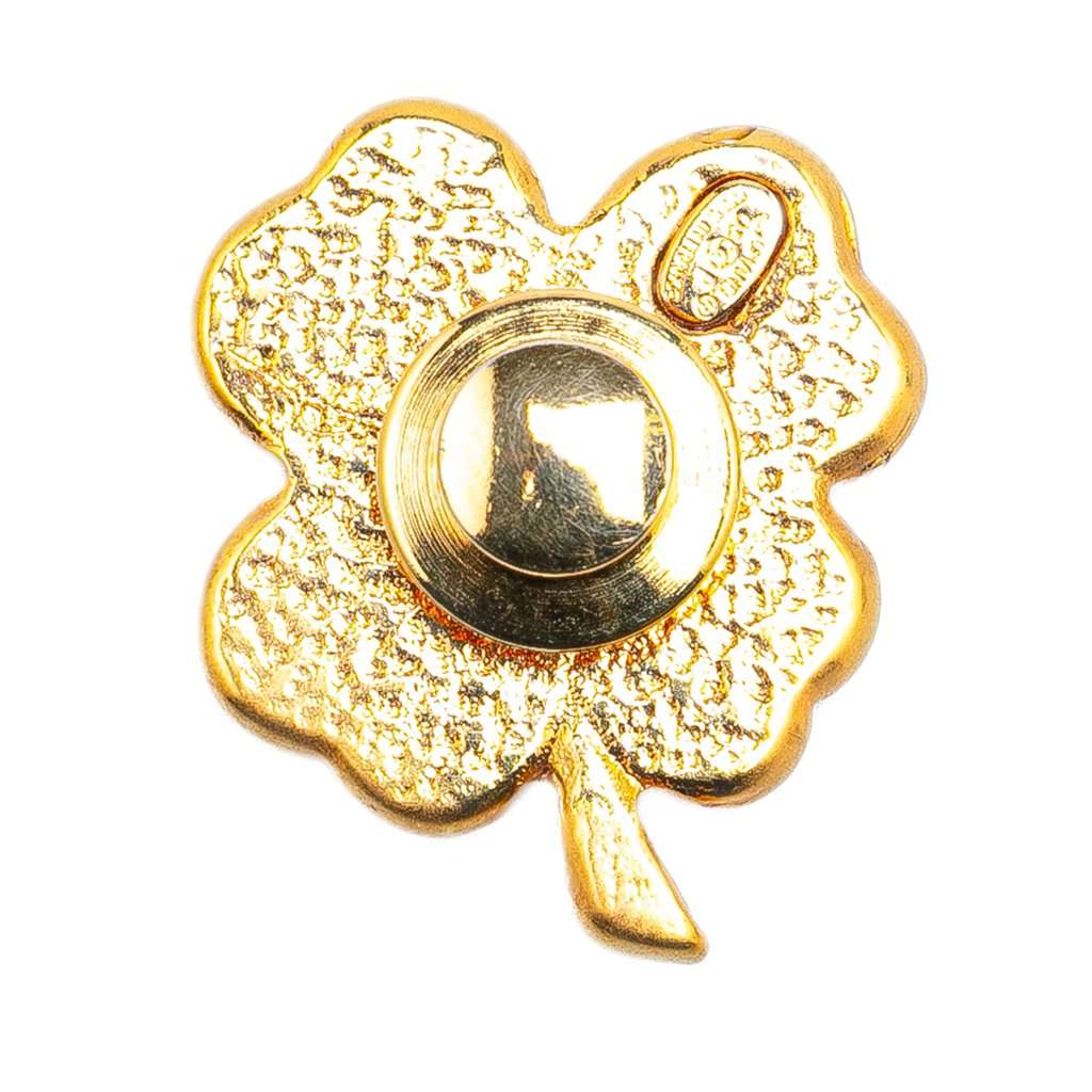 Chanel Gold Plated Resin Four Leaf Clover Brooch Gold Metal Very good condition - Back View