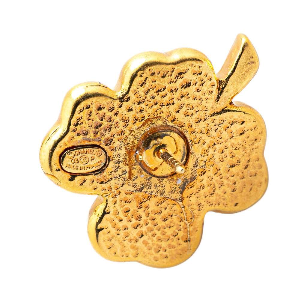 Chanel Gold Plated Resin Four Leaf Clover Brooch Gold Metal Very good condition - Inside View
