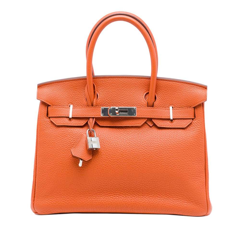 Hermès Clemence Birkin Retourne 30 Orange Leather Very good - Front View