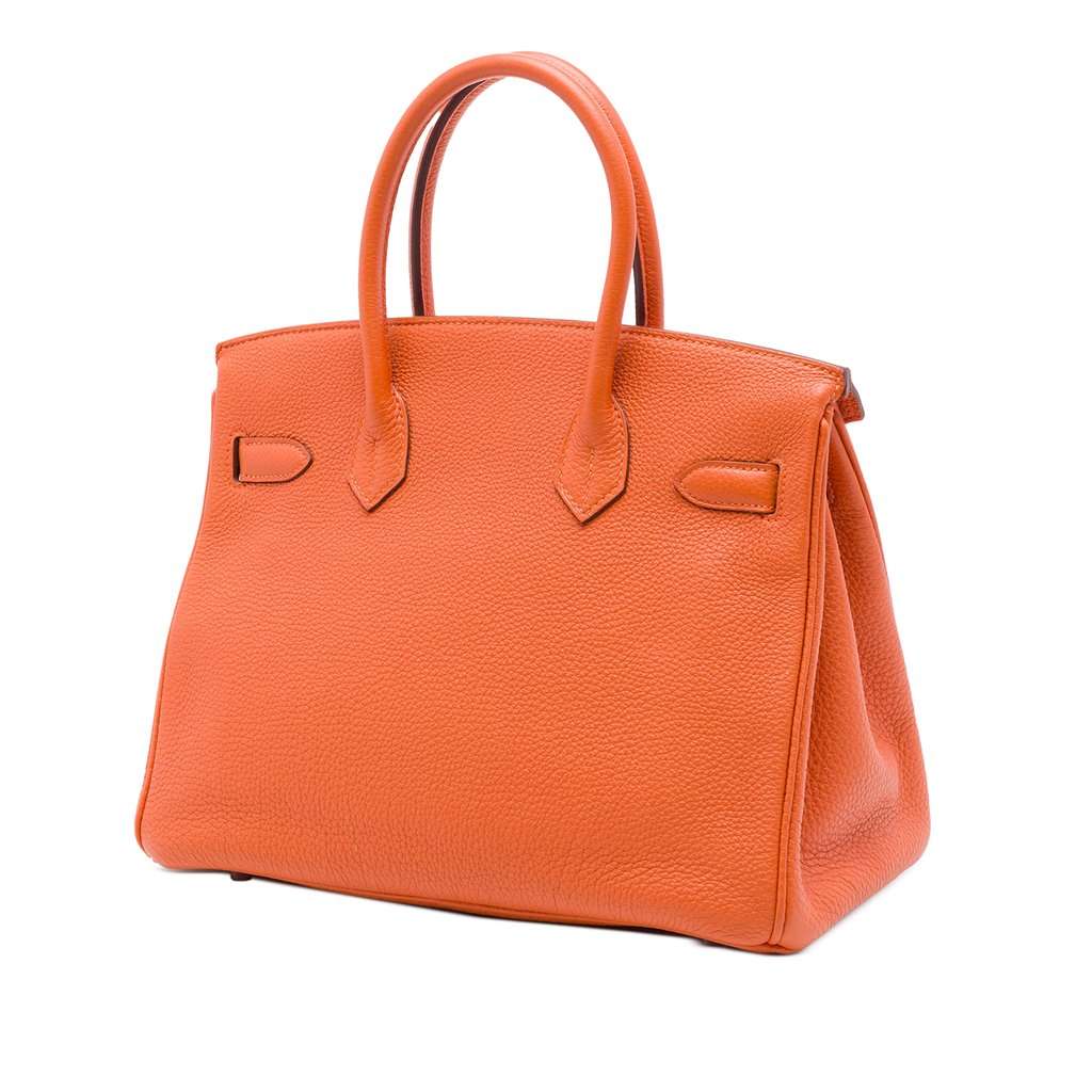 Hermès Clemence Birkin Retourne 30 Orange Leather Very good - Back View
