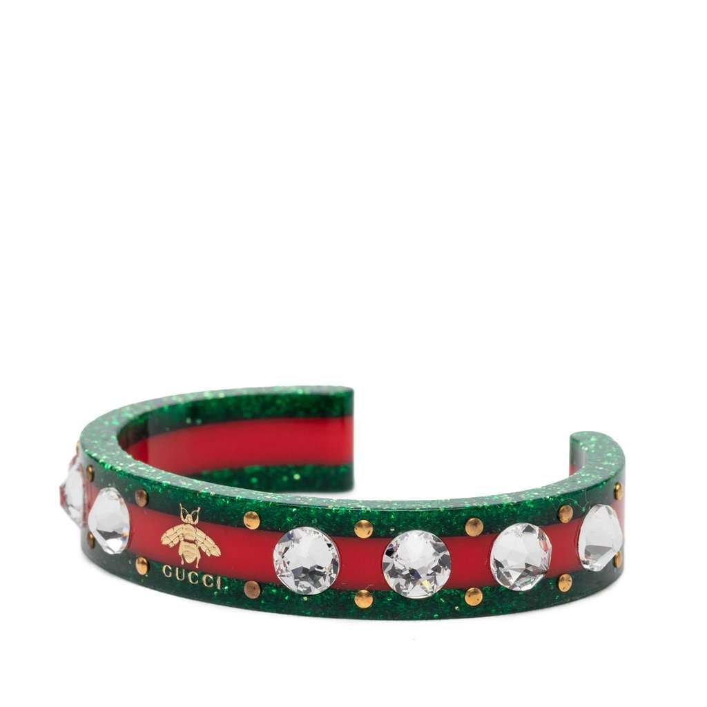 Gucci Resin and Strass Web Bee Cuff Bracelet Red Plastic Very good condition - Back View